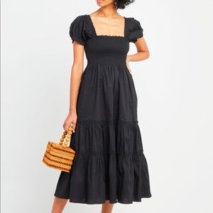 OPT Square Neck Puff Sleeve Ruffle Maxi Dress
